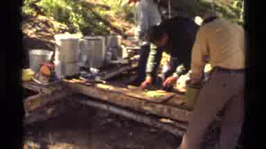 Holland Lake Montana USA (1972): The Men Were Preparing Delicious And Typical Farm