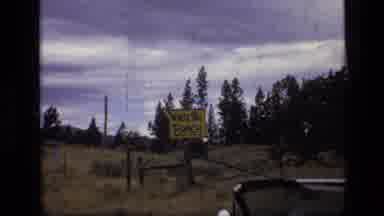 SCAPEGOAT WILDERNESS MONTANA USA .MP-1973: Crooked Yellow Sign For Whitetail