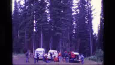 SCAPEGOAT WILDERNESS MONTANA USA .MP-1973: Large Group Of People Getting Ready