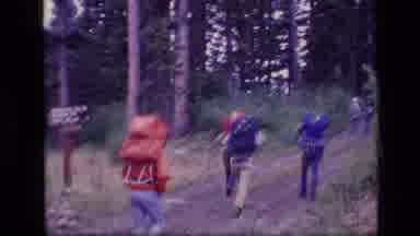SCAPEGOAT WILDERNESS MONTANA USA .MP-1973: Four Men Hiking In The Woods With