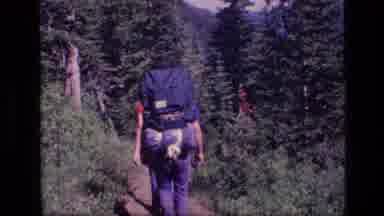 SCAPEGOAT WILDERNESS MONTANA USA .MP-1973: Person Hiking On Trail Showing