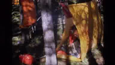 SCAPEGOAT WILDERNESS MONTANA USA .MP-1973: Men Camping In A Forest While Drying