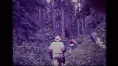 Scapegoat Wilderness Montana USA .Mp-1973: Hiking On A Dangerous Trail Through Forest And Waterfall