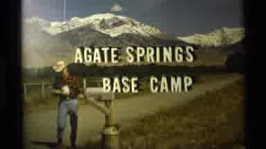 Agate Springs Montana USA (1975): Photo Of A Sign Says Agate Springs Base Camp And