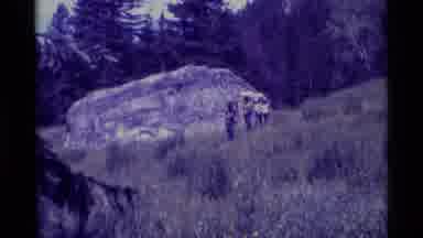 Agate Springs Montana USA (1975): Four People Walking Down A Wooden Hill Carrying