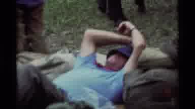 Agate Springs Montana USA (1975): Man Lies On Back Shielding Eyes From The Sun And