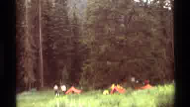 Agate Springs Montana USA (1975): A Group Of People Camping In Tents In The Big