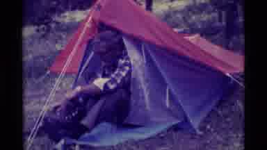 Agate Springs Montana USA (1975): Elderly Man Putting On His Shoes In A Tent In