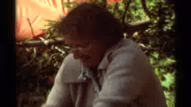 Agate Springs Montana USA (1975): A Lady Camping Fixing Her Dinner