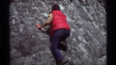 Agate Springs Montana USA (1975): Struggling To Climb A Rock Wall While Being