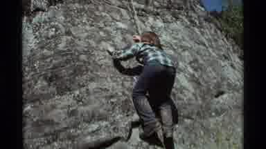 Agate Springs Montana USA (1975): Young Female Tries Out Rappelling On A
