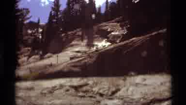 Agate Springs Montana USA (1975): Mountain With Trees And Logs Laying Around And A