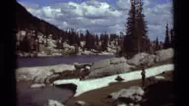 Agate Springs Montana USA (1975): Hiking Group In Mountain Forest With River And