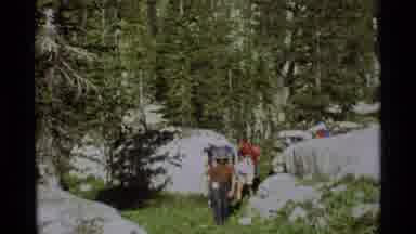 Agate Springs Montana USA (1975): A Giant Group Of Hikers Wearing Backpacks Going