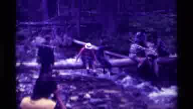 Agate Springs Montana USA (1975): Group Of People Trying To Get Across A Stream