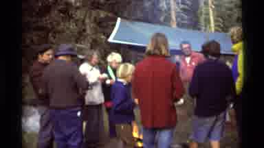 Agate Springs Montana USA (1975): People Surrounded Around A Burning Campfire