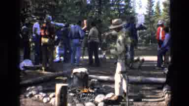 SCAPEGOAT WILDERNESS MONTANA USA .MP-1973: People Eating At Outdoor Camp On A