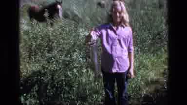Scapegoat Wilderness Montana USA .Mp-1973: Girl Shows Off Large Fish She Caught