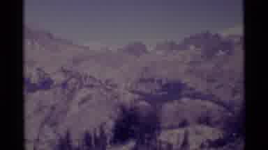 MINARET WILDERNESS CALIFORNIA USA .M-1975: Mountains Gray Sky Panning View