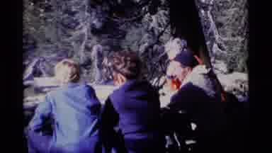 MINARET WILDERNESS CALIFORNIA USA .M-1975: People Sitting On Log In A Row On A