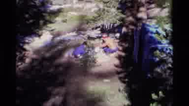 MINARET WILDERNESS CALIFORNIA USA .M-1975: Campers Working Together To Get