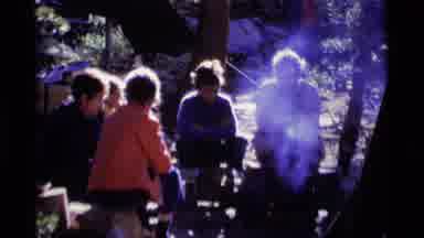 MINARET WILDERNESS CALIFORNIA USA .M-1975: People Sitting Around A Campfire