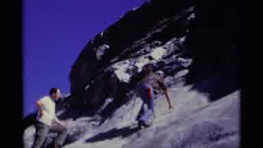 MINARET WILDERNESS CALIFORNIA USA .M-1975: Hikers Climbing Up A Dangerous High