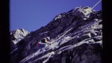 MINARET WILDERNESS CALIFORNIA USA .M-1975: Mountain Climber Carefully Ascends A