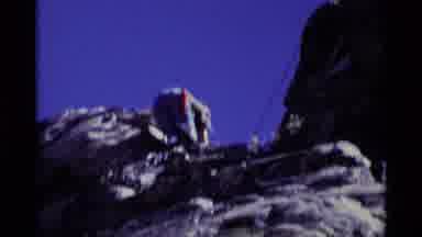MINARET WILDERNESS CALIFORNIA USA .M-1975: The Person With A Hat Rock Climbing