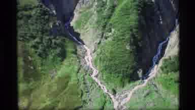 Alaska USA-1977: Pan Over Lush Green Mountainous Area And Its Hiking Trail