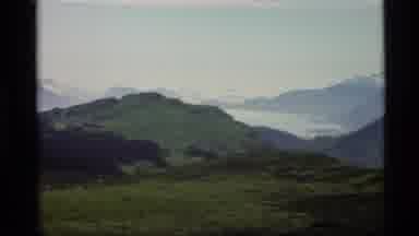 Alaska USA (1977): Beautiful Rolling Green Grass Covered Mountains With A White