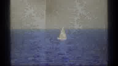 Alaska USA-1977: Sailboat On Ocean And People Interacting On Beach
