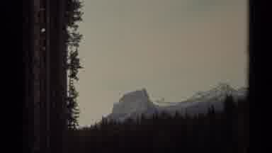 Canada (1979): A Snow Covered Mountain Rises Above A Spruce Forest On An Overcast