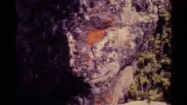 Canada (1979): Purple Rock In Natural Setting With Large Orange Patch And Trees In