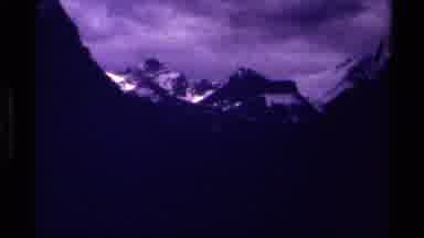 CANADA-1979: Snow Topped Mountain Background Cut To Sign Of Mount Edith Cavell