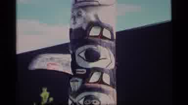 Alaska USA (1977): A Funny Pillar With Lot Of Artworks Near To A River