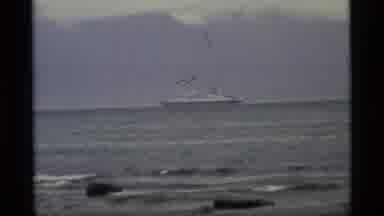 Alaska USA (1977): A Large Passenger Ship Is Sailing Through The Sea In The