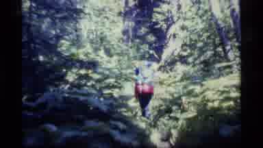 Alaska USA (1977): Hiking Backpack Nature Walking Trees Green Red Blue Sky