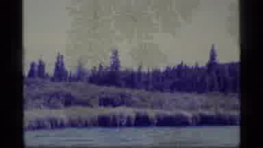 Alaska USA (1977): Panning Over Lush Lake With Mountains Trees Shrubbery Bushes