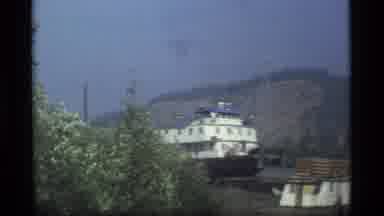 Alaska USA (1977): A View Of Hens In The Forest And A Boat In The Ocean