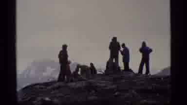 Glacier Bay Alaska USA (1977): People Standing On A Mountain And Then Distant