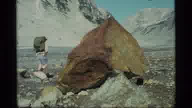 Glacier Bay Alaska USA (1977): A View Of A Hiker Walking Along The Mountains With