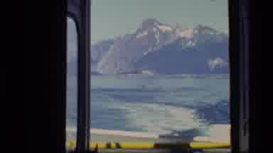 Glacier Bay Alaska USA (1977): Mountain Through Boat Window While Sailing Away