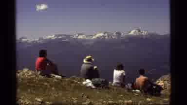 Sapphire Lake Montana USA (1977): Hikers Enjoying Mountains