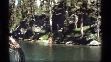 Sapphire Lake Montana USA (1977): Men Fishing On The Side Of A River During The