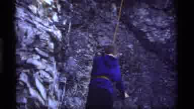 Sapphire Lake Montana USA (1977): Young Kid In Blue Sweater Climbing Up Side Of