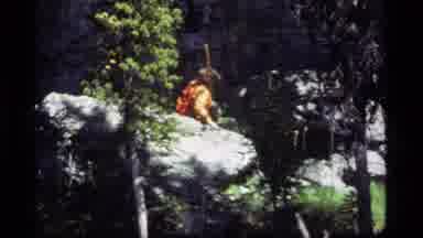 Sapphire Lake Montana USA (1977): Man Backpacking Thru Nature