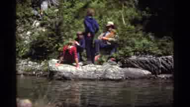 Sapphire Lake Montana USA (1977): Family Sits By The Stream On A Beautiful