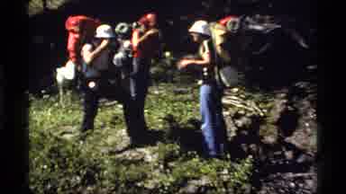Sapphire Lake Montana USA (1977): A Group Of Hikers Walking In The Forest