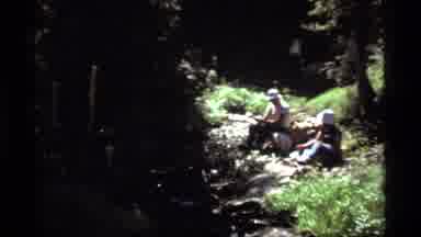 Sapphire Lake Montana USA (1977): A Group Of Hikers Serving In The Forest